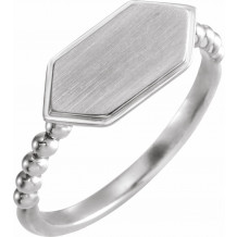 14K White 15x7 mm Geometric Signet Ring - 52058101P