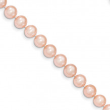 Quality Gold 14k Pink Near Round Freshwater Cultured Pearl Bracelet - PPN060-7.5