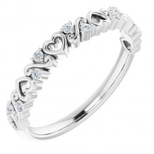 14K White .08 CTW Heart Diamond Anniversary Band - 124102600P