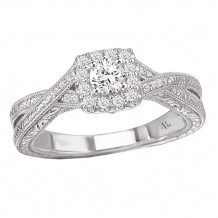 14k White Gold Halo Complete Diamond Engagement Ring