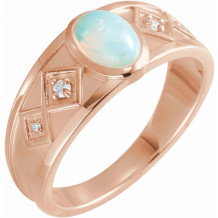 14K Rose Ethiopian Opal & .05 CTW Diamond Ring - 72105613P