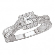 14k White Gold Halo Semi-Mount Diamond Engagement Ring