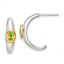 Quality Gold Sterling Silver 14k Accent Peridot J-Hoop Earrings - QTC1656