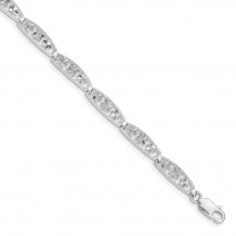 Quality Gold Sterling Silver Diamond-cut Flower Bracelet - QG4829-7.5