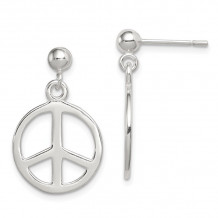 Quality Gold Sterling Silver Peace Sign Dangle Earrings - QE6305
