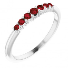 14K White Mozambique Garnet Stackable Ring - 72022608P