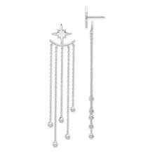 Quality Gold Sterling Silver Rhodium-plated Star Posts & Dangle Bead Jackets Earrings - QE15394