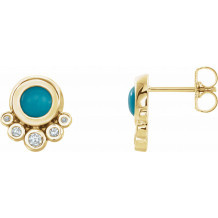 14K Yellow Turquoise & 1/8 CTW Diamond Earrings - 86780621P