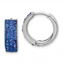 Quality Gold Sterling Silver Indigo Blue Preciosa Crystal Hinged Hoop Earrings - QE9561