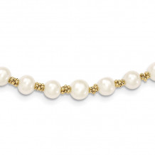 Quality Gold 14k White Round Freshwater Cultured Pearl Bracelet - XF153-7.25