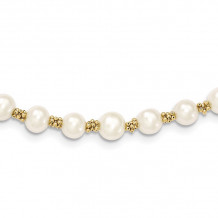 Quality Gold 14k White Round Freshwater Cultured Pearl Bracelet - XF153-7.25