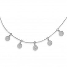 Quality Gold Sterling Silver Rhodium-plated CZ Circle Dangle Adjustable Necklace - QG5594-18