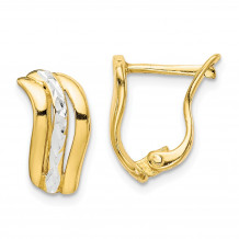 Quality Gold Sterling Silver & Gold Tone Diamond Cut Hoop Earrings - QE14892