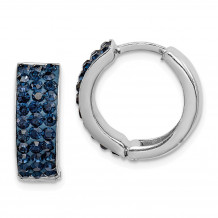 Quality Gold Sterling Silver Dark Blue Preciosa Crystal Small Hinged Hoop Earrings - QE9562