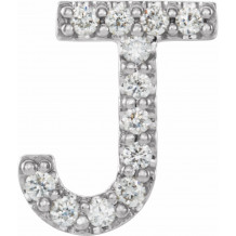 14K White .05 CTW Diamond Single Initial J Earring - 867976045P