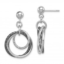 Quality Gold Sterling Silver & Black Rhodium Circles Post Dangle Earrings - QE11403
