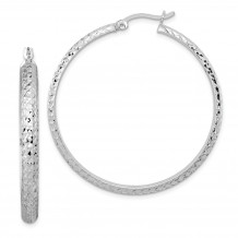 Quality Gold Sterling Silver Rhodium-plated Diamond-cut Hoop Earrings - QE11607