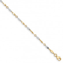 Quality Gold 14k Two Tone Polished Anklet - ANK280-10