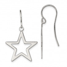 Quality Gold Sterling Silver Polished Star Dangle Earrings - QE6935