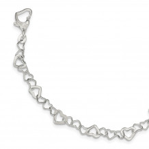 Quality Gold Sterling Silver Linked Heart Bracelet - QG3089-7.5