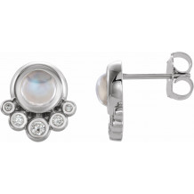 14K White Moonstone & 1/8 CTW Diamond Earrings - 86780615P