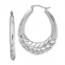 Quality Gold Sterling Silver Rhodium-plated Fancy Oval Hoop Earrings - QE4676