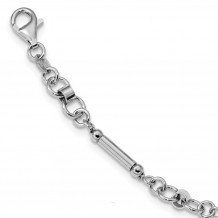 Quality Gold Sterling Silver Rhodium-plated Polished Fancy Link Bracelet - QG4546-7