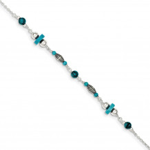 Quality Gold Sterling Silver Turquoise Anklet Bracelet - QG1393-9