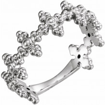 14K White Beaded Cross Ring - 51719101P