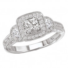 14k White Gold Halo Semi-Mount Diamond Engagement Ring