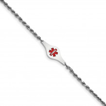 Quality Gold Sterling Silver Rhod-plated Children's Medical ID Rope Link Bracelet - XSM60-6