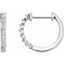 14K White 1/5 CTW Diamond 15.25 mm Hoop Earrings - 65214960001P