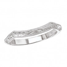 La Vie 14k White Gold Milgrain Curved Wedding Band