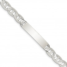 Quality Gold Sterling Silver 7inch Polished Engraveable Anchor Link ID Bracelet - QID142-7