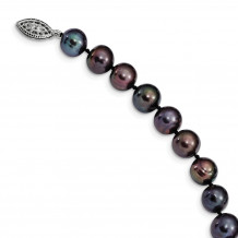 Quality Gold Sterling Silver Rhod-plated 9-10mm Black FWC Pearl Bracelet - QH5157-7.25