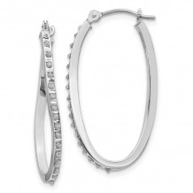 Quality Gold 14k White Gold Diamond Fascination Twist Hinged Hoop Earrings - DF224