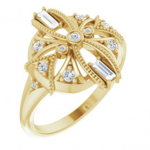 14K Yellow 1/4 CTW Diamond Vintage-Inspired Ring - 124057601P