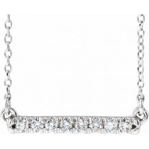 14K White 1/8 CTW Diamond French-Set Bar 16 Necklace - 86969700P