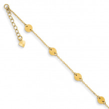 Quality Gold 14k Polished Disc Adjustable Anklet - ANK195-9