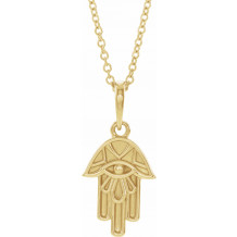 14K Yellow Hamsa 16-18 Necklace - 86819601P