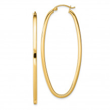 Quality Gold Sterling Silver Gold Plated Square Tube Oval Hoop Earrings - QE8434