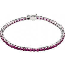 14K White Lab-Grown Ruby Line 7.25 Bracelet - 65120460001P