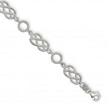 Quality Gold Sterling Silver Pretzel & Circle Bracelet - QG3026-7.25
