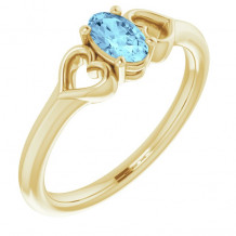 14K Yellow 5x3 mm Oval Aquamarine Youth Heart Ring - 71987618P