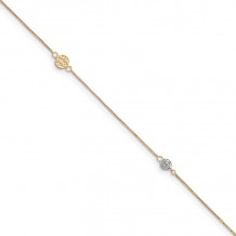 Quality Gold 14k Two Tone Puff Circle with Anklet - ANK226-10