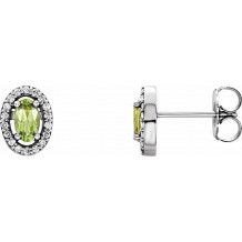 14K White Peridot & .08 CTW Diamond Earrings - 86070101P