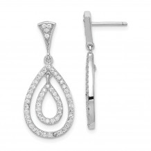 Quality Gold Sterling Silver Rhodium-plated CZ Teardrop Dangle Post Earrings - QE15161