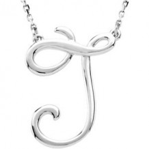 14K White Script Initial J 16 Necklace - 84635206P