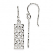 Quality Gold Sterling Silver Polished Rectangular Dangle Earrings - QE6945
