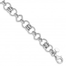Quality Gold Sterline Silver Rhodium Plated Polished Mixed Link Bracelet - QG4835-7.75